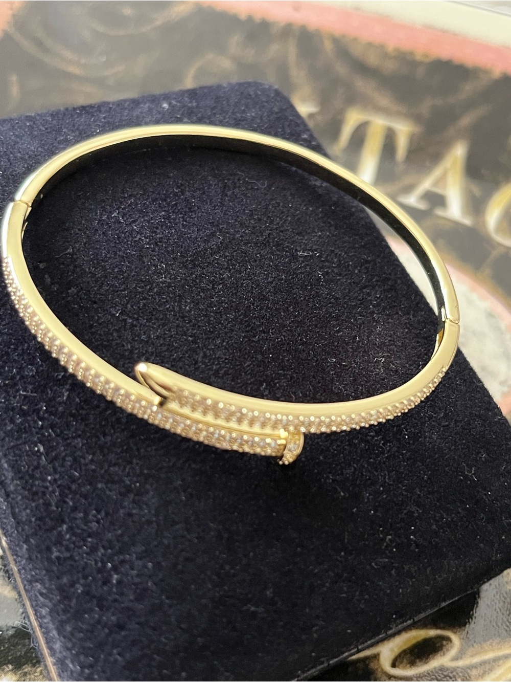 Nail Crystal Bangle Bracelet